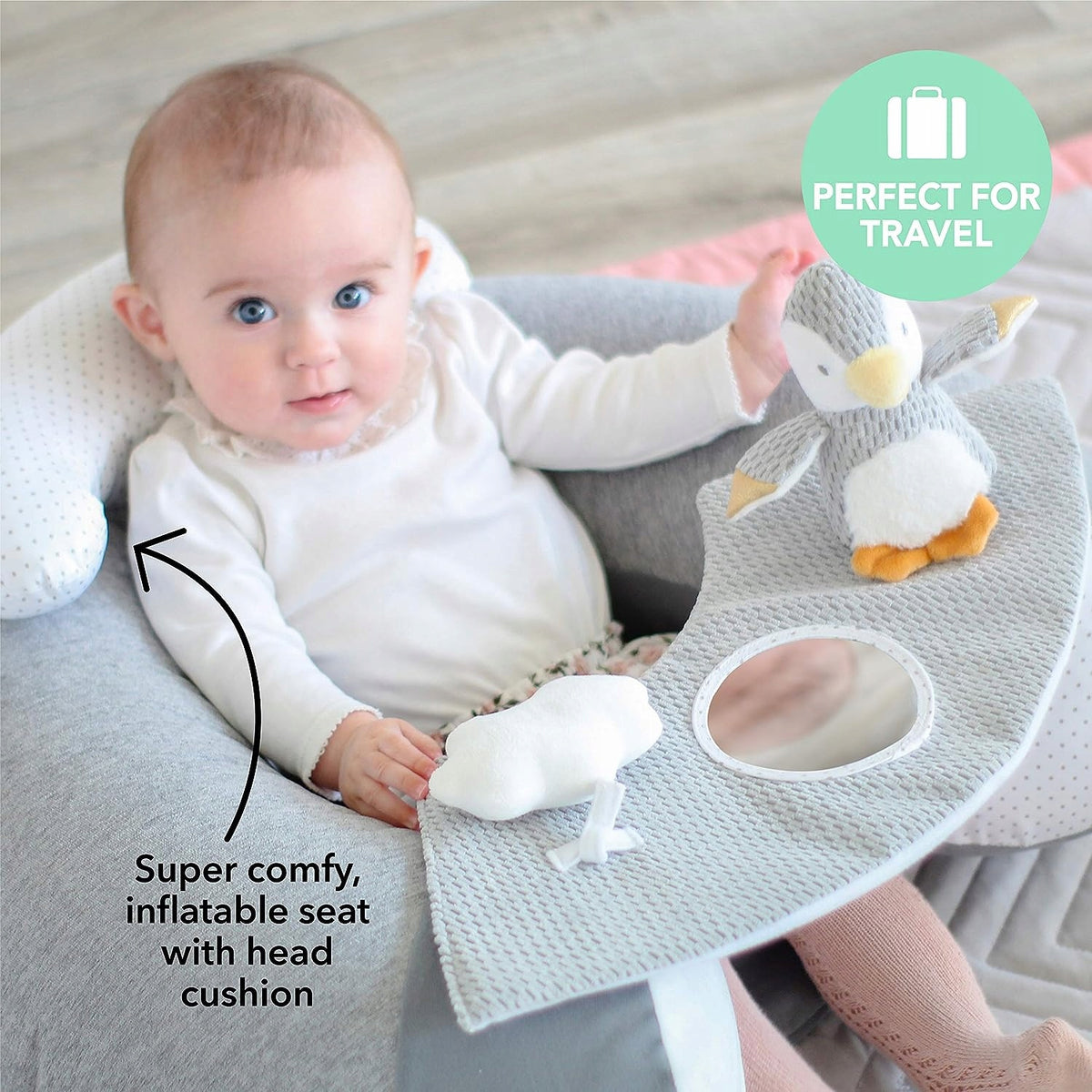 NUBY Sit-Me-Up infant seat with penguin motif