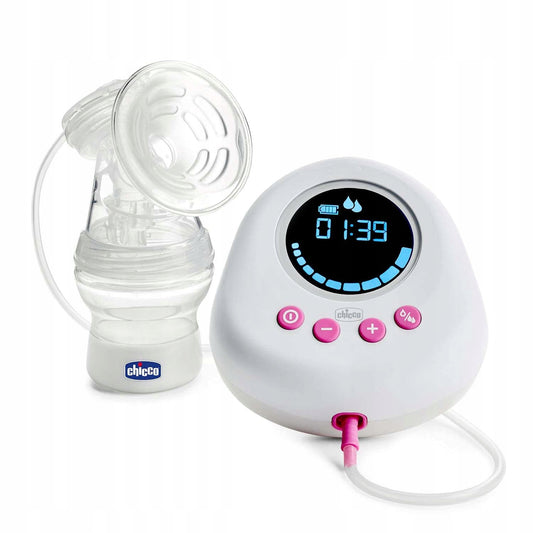 CHICCO Naturally laktator elektryczny różowy, dwufazowy, biało-różowy, cichy, BPA free, z oryginalnym opakowaniem