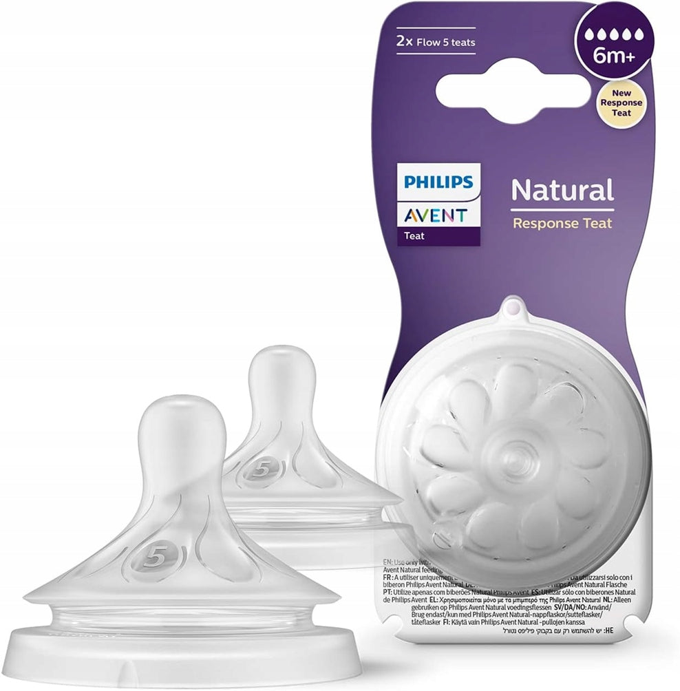 PHILIPS AVENT Natural RESPONSE smoczki 6m+ x2, smoczki antykolkowe do butelki, wolne od BPA