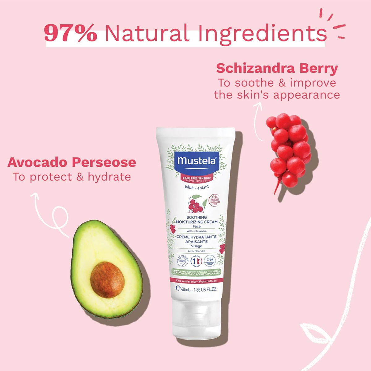 MUSTELA crème hydratante pour le visage pour peau très sensible 40ml