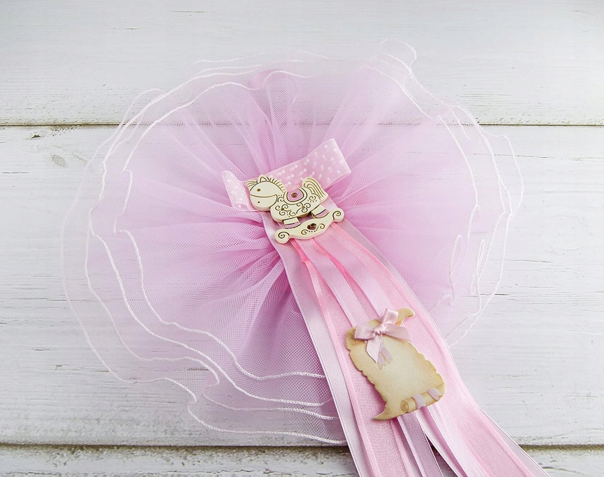 MARELI noeud de naissance pour bébé 32 cm céramique tulle satin