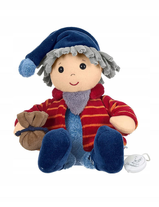 STERNTALER Sandmann przytulanka z pozytywką 27 cm "O niebiesko-czerwona maskotka dla dzieci od urodzenia