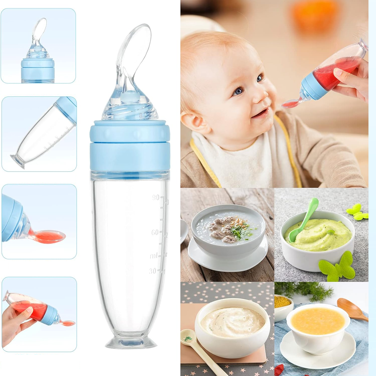 LEADSTAR anneau de dentition distributeur de fruits 2 pièces 6 embouts + cuillère 90 ml