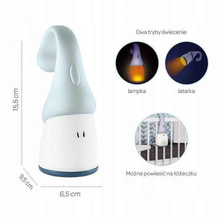 BEABA Pixie 2w1 latarka przenośna lampka nocna LED, niebieska, 15,5 cm, 2 tryby świecenia