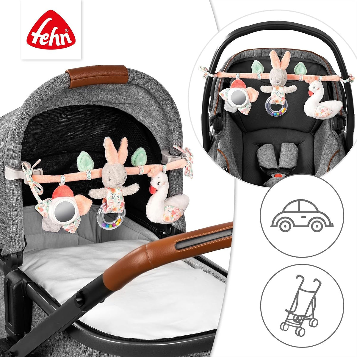 FEHN stroller, crib and car seat chain toy SWAN LAKE