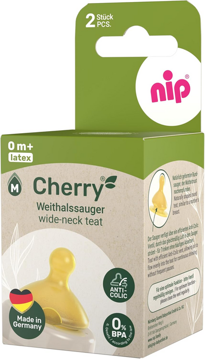 NIP Cherry Green tétine pour biberon M 0+ x2 LATEX