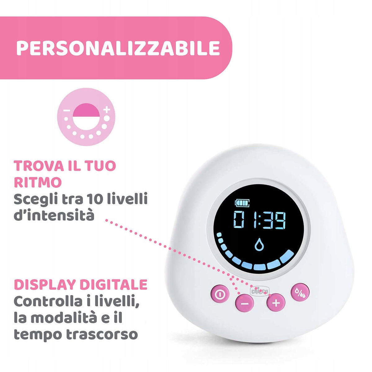 CHICCO Naturally laktator elektryczny różowy – zdjęcie produktu 4