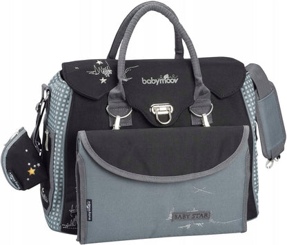 BABYMOOV torba do wózka BABY STAR + DODATKI, beżowo-bordowa torba na pieluchy z przewijakiem i akcesoriami