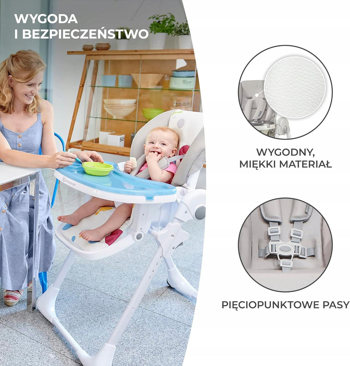 KINDERKRAFT YUMMY chaise haute avec tablette
