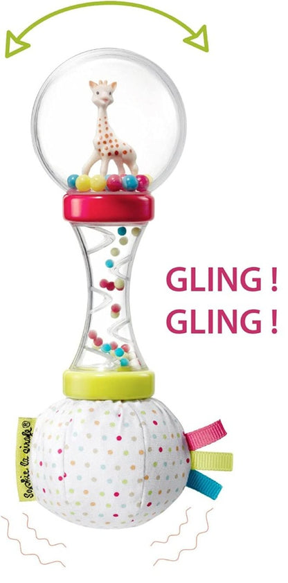 SOPHIE LA GIRAFE maracas med rangle og knitrende papir 17 cm
