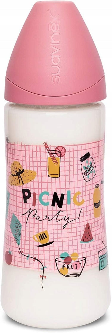 SUAVINEX butelka z lateksowym smoczkiem rozmiar 2 6 m+ 360 ml PICNIC PARTY
