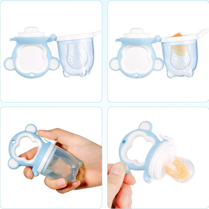 LEADSTAR anneau de dentition distributeur de fruits 2 pièces 6 embouts + cuillère 90 ml
