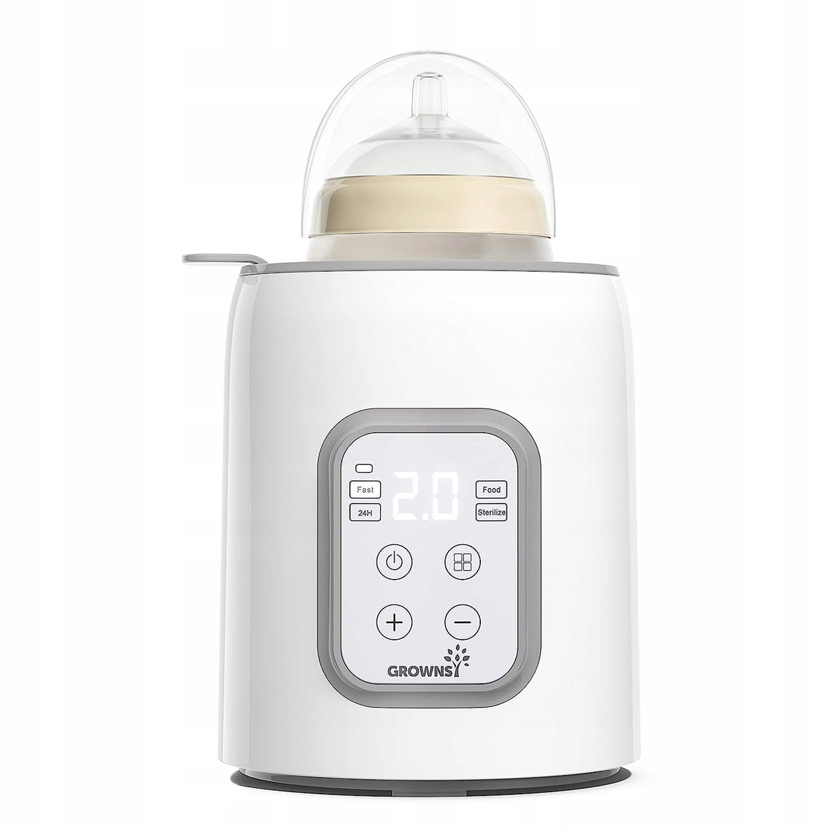 GROWNSY 8w1 sterylizator podgrzewacz do butelek biały, elektryczny, z timerem i wyświetlaczem, BPA free