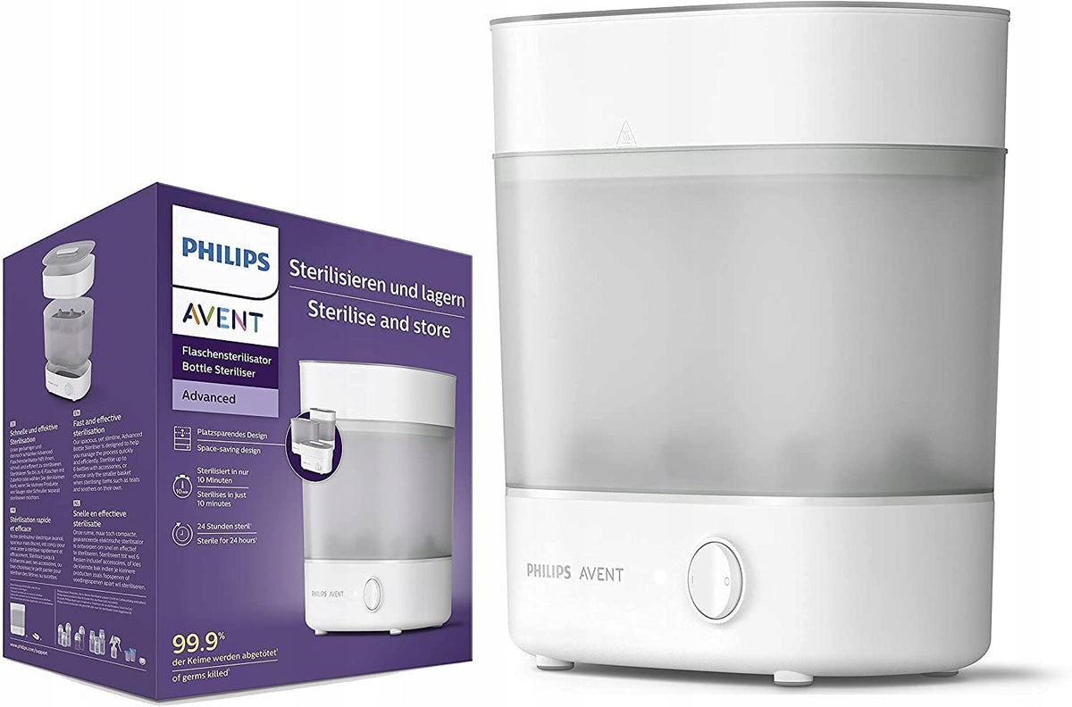 PHILIPS AVENT elektryczny sterylizator parowy 1, biało-szary sterylizator do butelek z zasilaniem sieciowym
