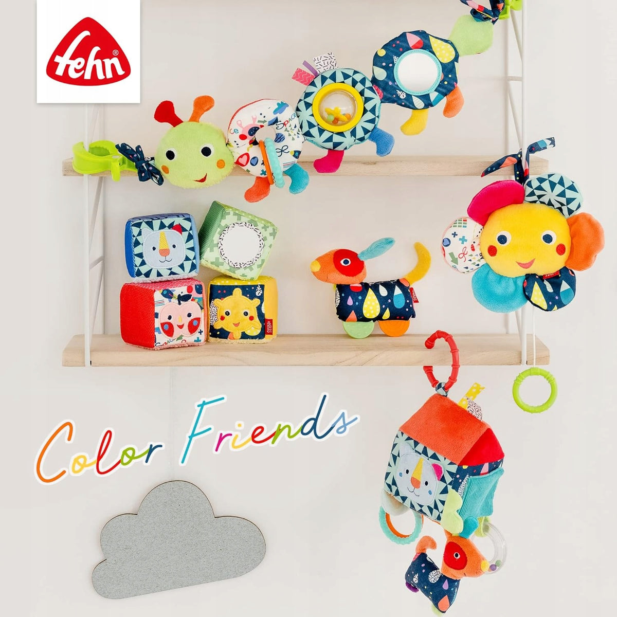 FEHN Color Friends gąsienica puzzle na rzep SENSORYCZNA 36cm