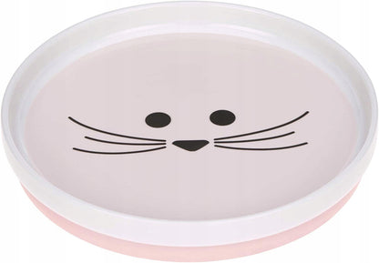 LASSIG Little Chums zestaw naczyń porcelanowych, porcelanowa miseczka dziecięca biało-różowa z antypoślizgową podstawą