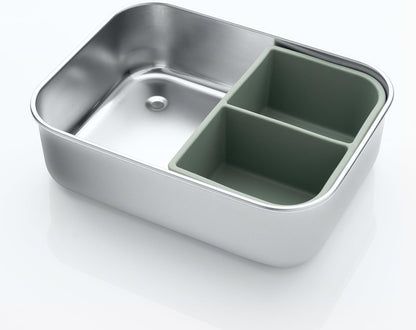 REER boîte à goûter en acier inoxydable avec compartiment 700 ml 12x16 cm