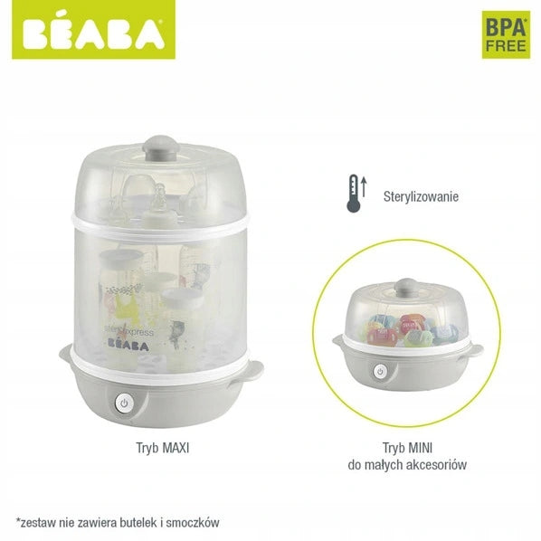 BEABA Steril'Express 2w1 STERYLIZATOR PAROWY, sterylizator parowy 2 w 1, BPA free, tryb MAXI i MINI