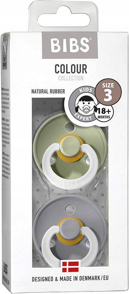 BIBS COLOUR GLOW smoczki uspokajające 2pack kauczuk 18 msc+ ŚWIECĄCE