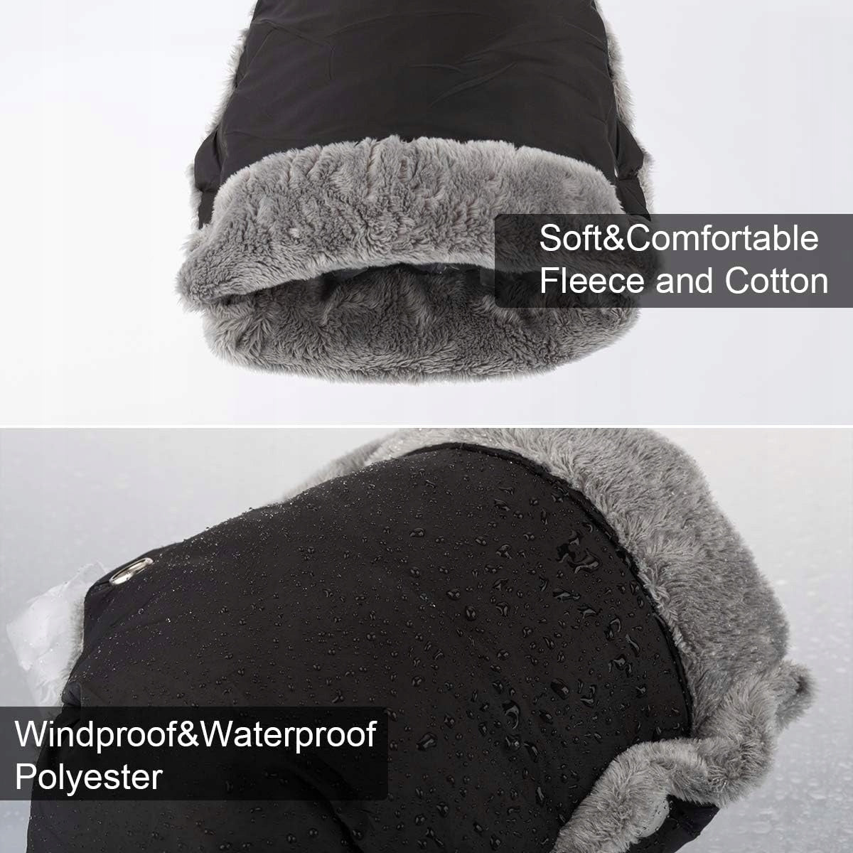 Wasserdichter Kinderwagen-Handwärmer mit Fleece – Produktfoto 3