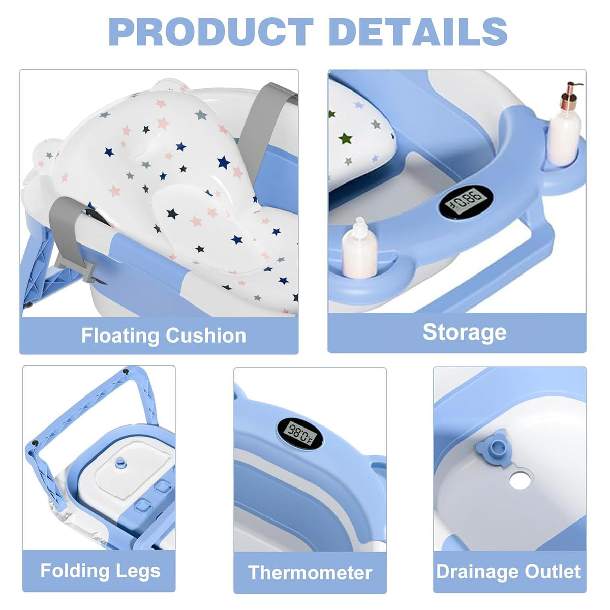 SUPERB compact baby bathtub with insert for newborns