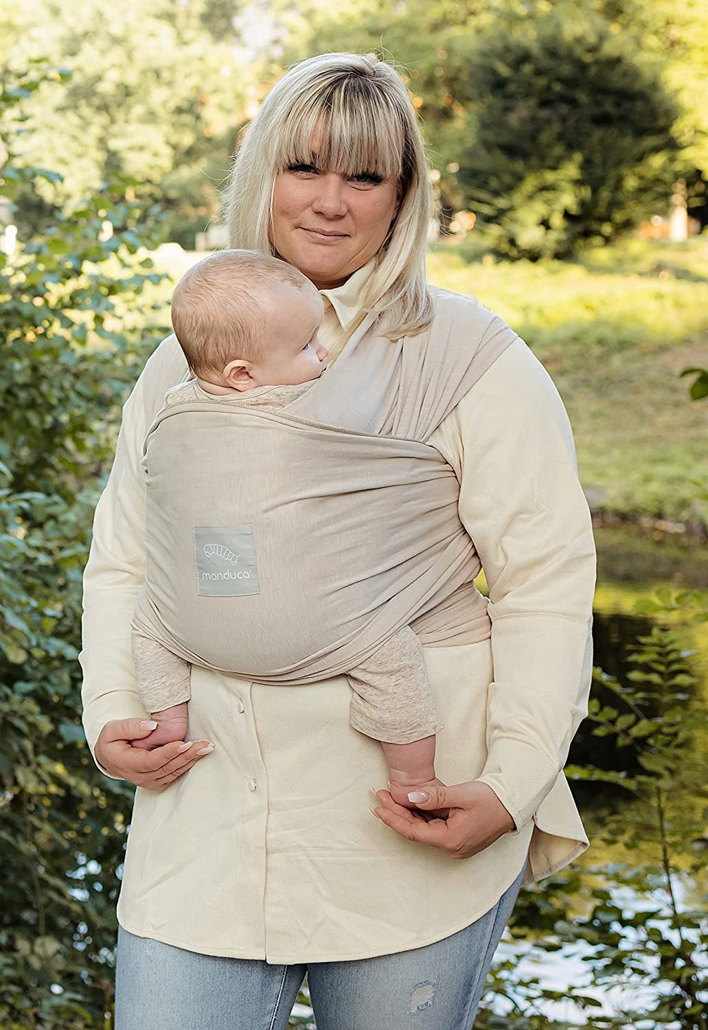 MANDUCA SLING chusta do noszenia dziecka w kolorze pudrowy róż, elastyczna chusta dla noworodka