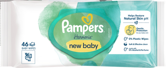 PAMPERS HARMONIE lingettes bébé NEW BABY x46