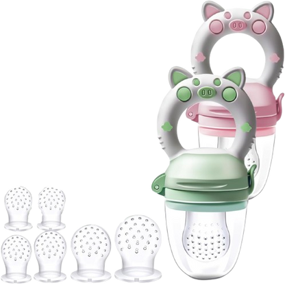 KAIYINGXIN anneau de dentition distributeur de fruits pour bébés 3-24 mois 2 pièces 8 embouts