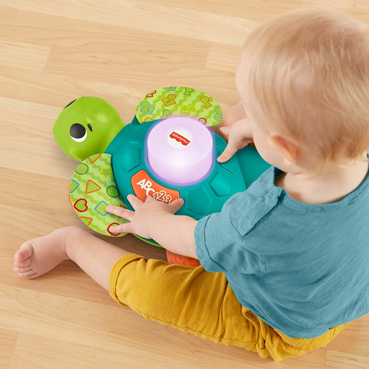 FISHER-PRICE GXK35 interaktywny żółw j.niemiecki, świecąca zabawka edukacyjna dla niemowląt 9m+