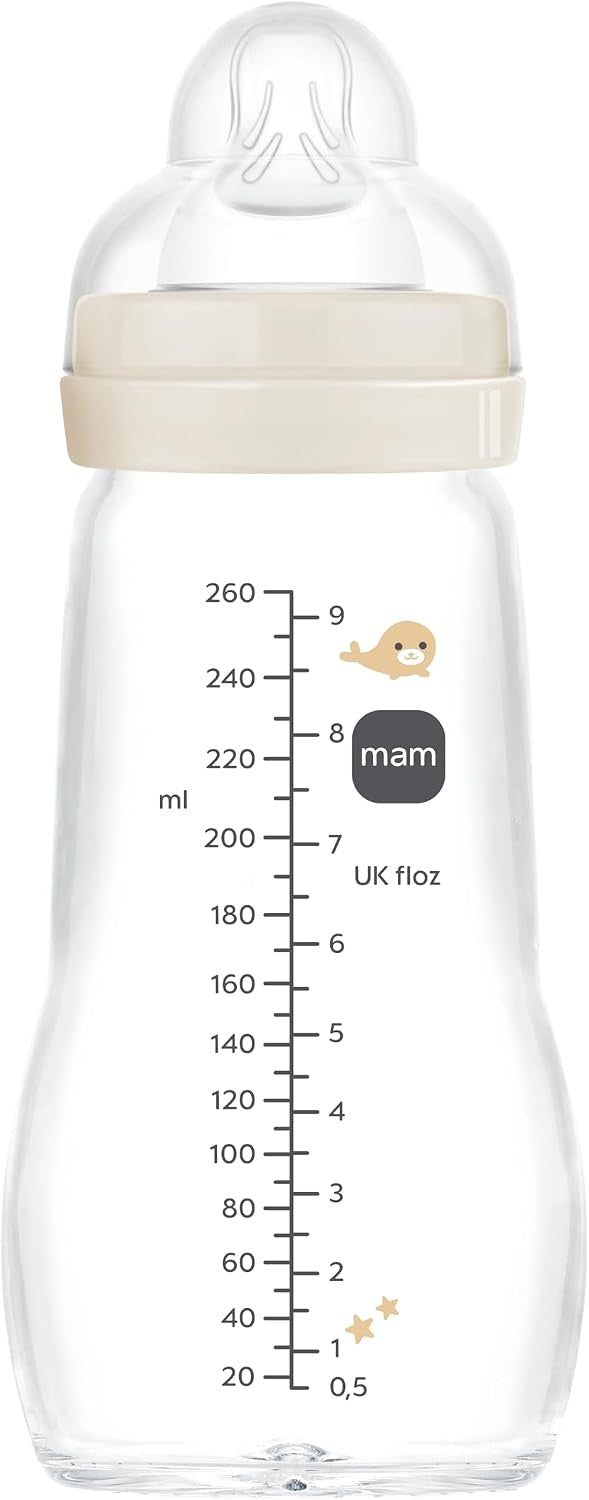 MAM Feel Good biberon en verre 260 ml 2 m+ tétine 2 CRÉATURES MARINES
