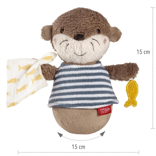 FEHN culbuto LOUTRE, jouet incassable avec hochet, 15 cm