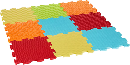LUDI mata składana puzzle SENSORYCZNE 90x90 kolorowa piankowa mata edukacyjna o różnych strukturach dla dzieci 10 m+