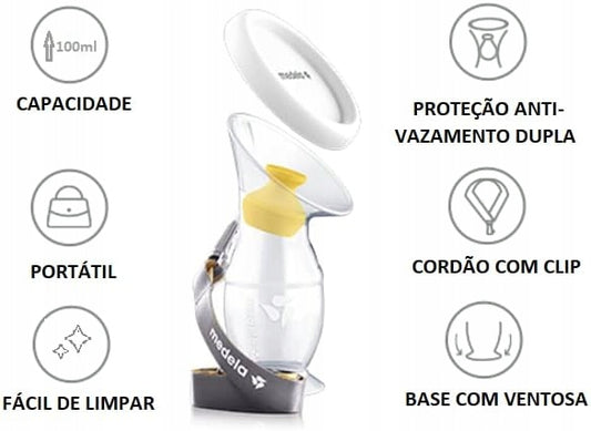 MEDELA kolektor silikonowy do zbierania pokarmu, pojemność 100 ml, BPA free, z ochroną anty-wyciekową