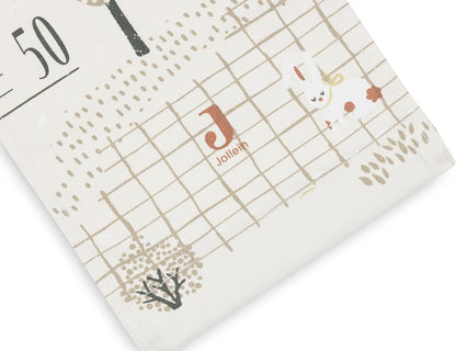 JOLLEIN Tiny Park materiałowa miarka wzrostu 50-140 cm z motywem roślin i zwierząt do pokoju dziecięcego