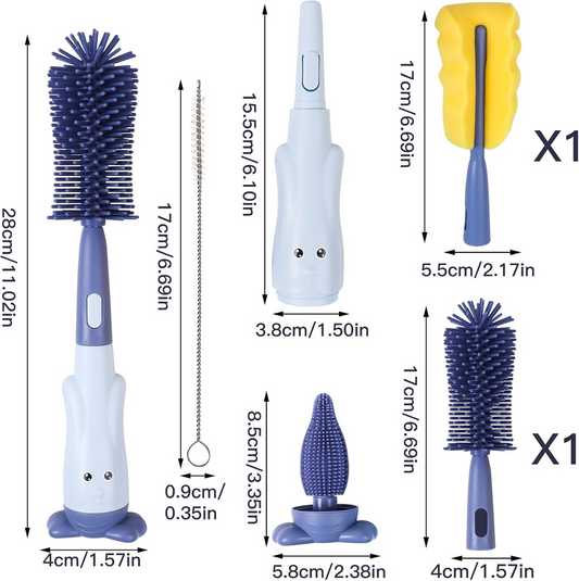 ABIRDON 3-en-1 brosses en silicone pour nettoyer les biberons, tétines et pailles 28cm