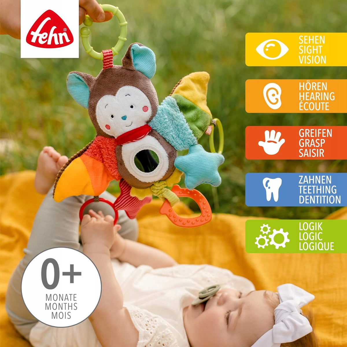 FEHN zawieszka z grzechotką i chwytakiem do wózka, fotelika NIETOPERZ 29 cm – zdjęcie produktu 3
