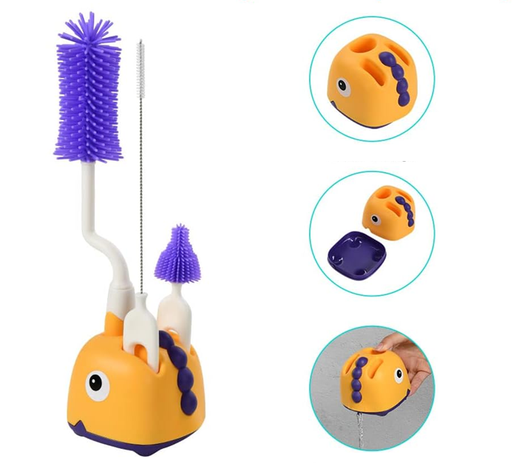 VICLOON 3 en 1 brosses en silicone pour nettoyer les biberons, tétines et pailles 32cm