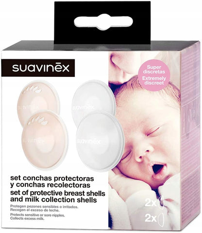 SUAVINEX coquilles d’allaitement pour recueillir le lait + coquilles de protection