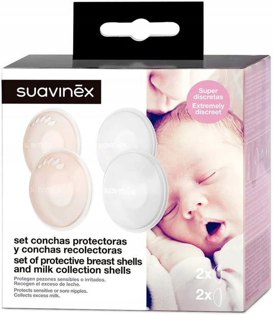 SUAVINEX coquilles d’allaitement pour recueillir le lait + coquilles de protection