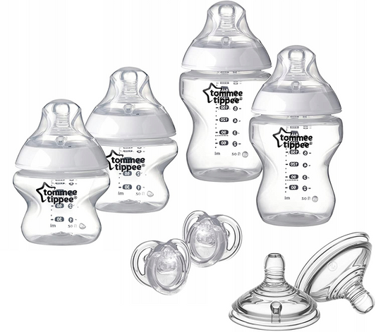 TOMMEE TIPPEE zestaw startowy butelki, smoczki 8el. zestaw dla noworodka, 4 butelki, smoczki i uspokajacz