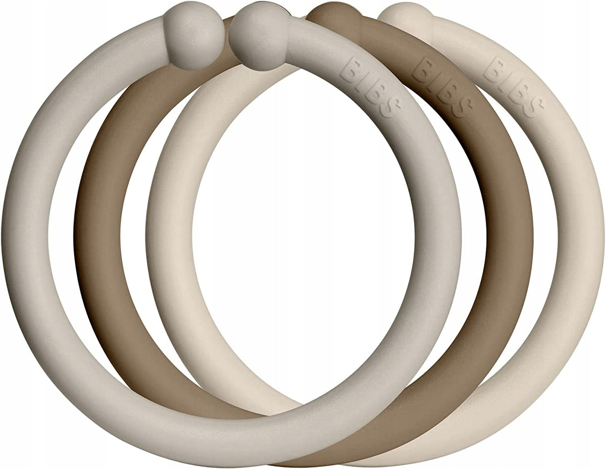 BIBS LOOPS 12x zawieszki uniwersalne w odcieniach brązu i beżu, elastyczne zawieszki do smoczka i wózka