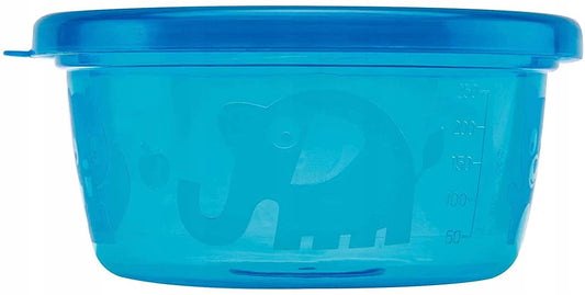 NUBY pojemniki na przekąski 6x300, niebieski pojemnik 300 ml do mikrofalówki i zmywarki