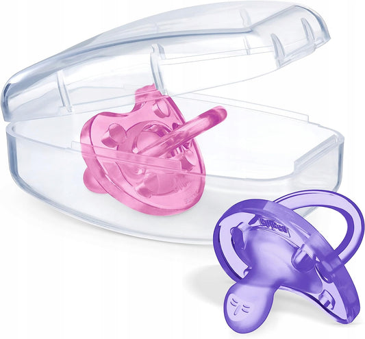 CHICCO PhysioForma smoczek x2 16-36m silikonowe w etui, różowy i fioletowy, bez BPA i BPS