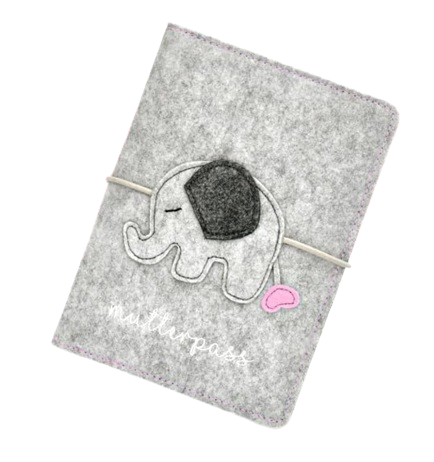 BABY CHEEK étui en feutre pour carte de grossesse ÉLÉPHANT 13,5 x 19,5 cm