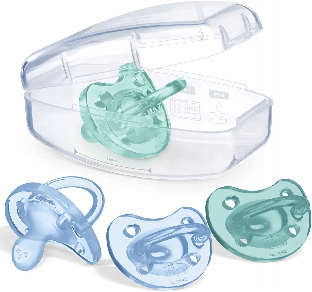 CHICCO PhysioForma smoczek x4 16-36m silikonowe smoczki uspokajające BPA i BPS z etui