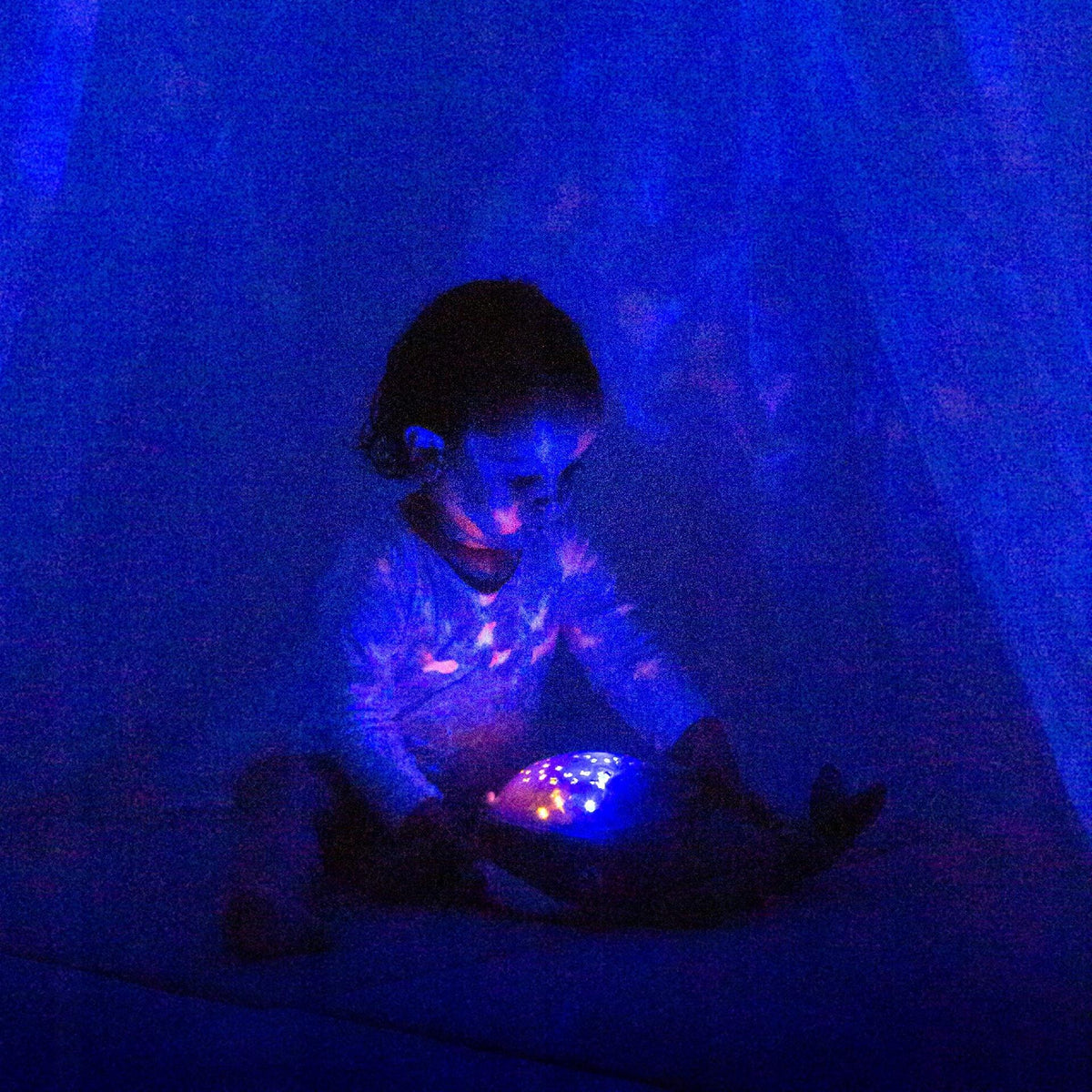 PABOBO Aqua Dream PROJEKTOR z melodią dla dzieci, niebieski projektor z dźwiękami i gwiazdkami
