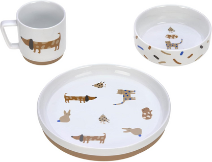 LASSIG Little Mateys zestaw naczyń porcelanowych 3el.