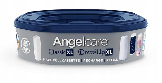 ANGELCARE Classic XL kosz na zużyte pieluchy + wkład Dress Up, wkład 180 pieluch, biały