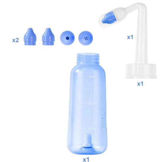 URAQT Neti Pot irrigateur nasal pour enfants et adultes 2 embouts 300 ml