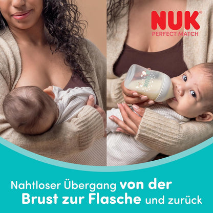 NUK Perfect Match butelka antykolkowa 360 ml 8m+ z systemem antykolkowym i Temperature Control, wzór tęcza